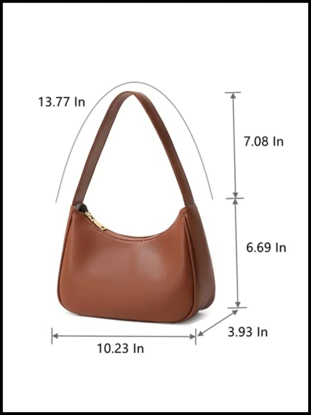 PU Leather Hobo Tote Handbag with Zipper Closure - Mini Clutch Purse